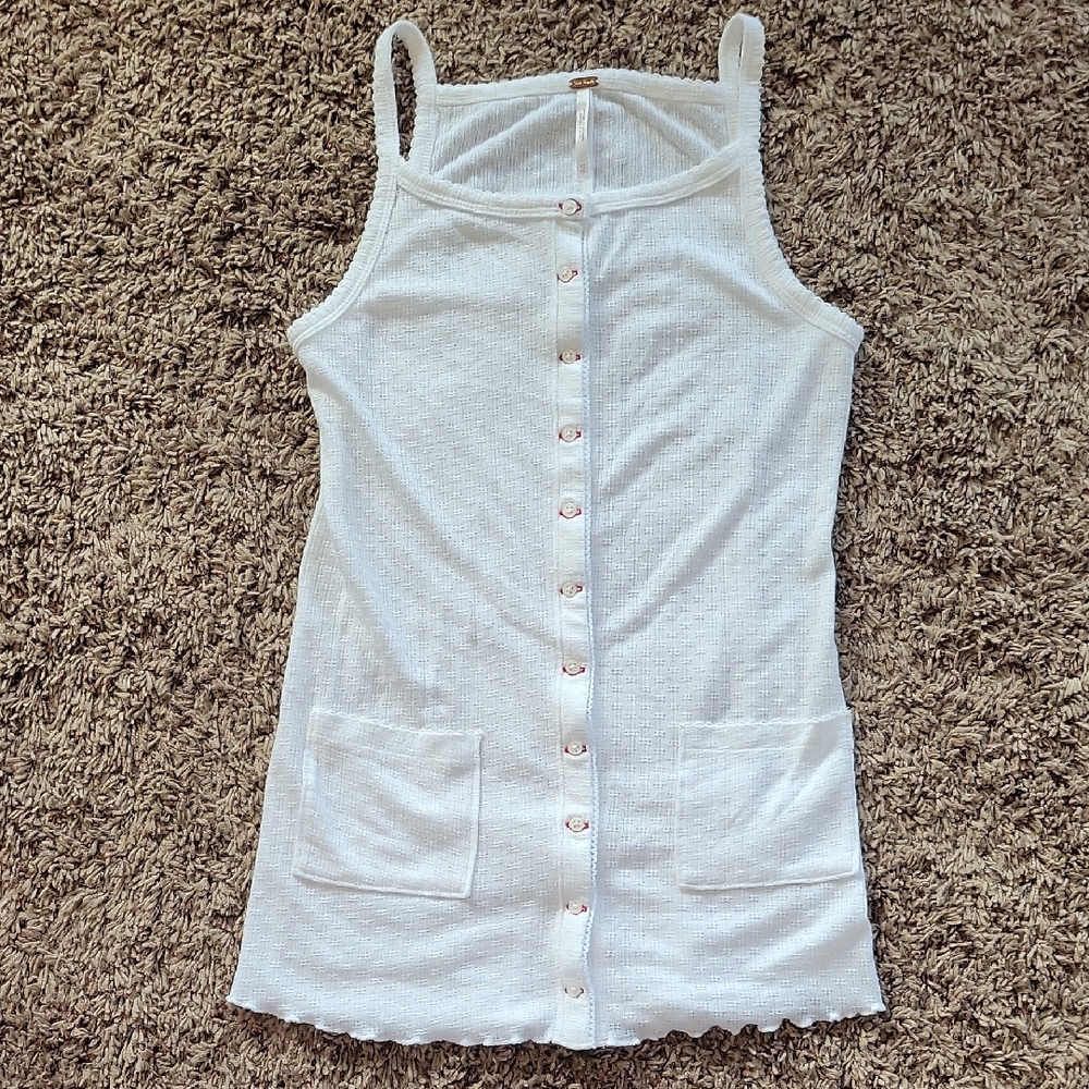 Free People White Button-Front Camisole